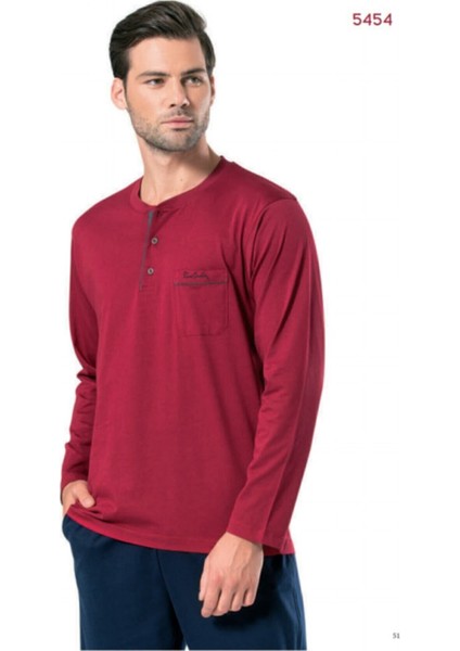 Erkek Bordo Uzun Kollu Pijama Takımı - T3409 fiyatları