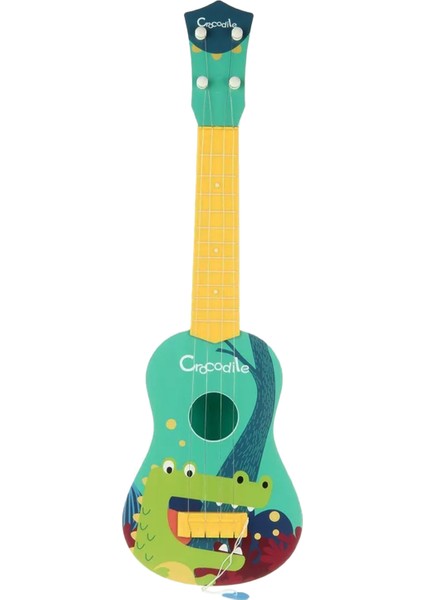 RKU-06GR Plastik Yeşil Timsah Desenli Çocuk Oyuncak Ukulele