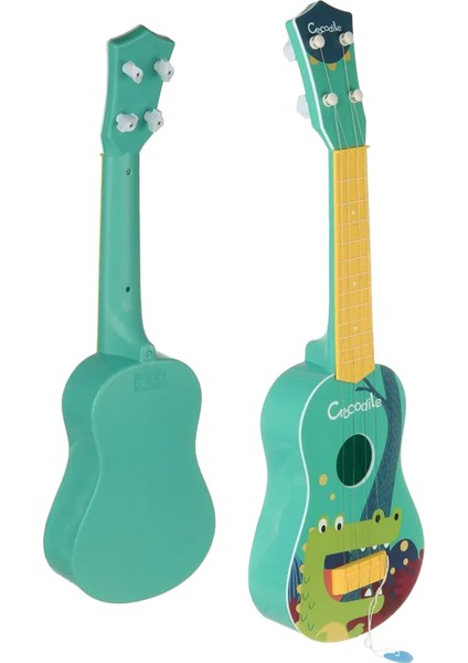 RKU-06GR Plastik Yeşil Timsah Desenli Çocuk Oyuncak Ukulele