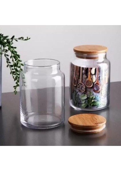 Bambu Kapaklı Cam Kavanoz 800 ml