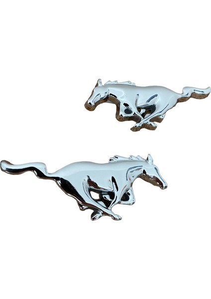 Koşan At Metal Arma Mustang Metal Arma Set Çamurluk Logosu 2'li 9CMX4CM