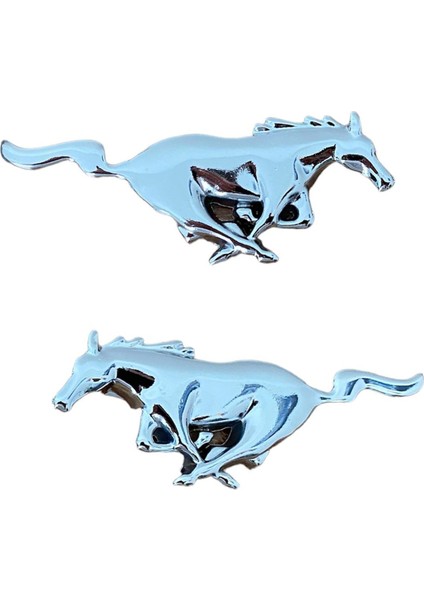 Koşan At Metal Arma Mustang Metal Arma Set Çamurluk Logosu 2'li 9CMX4CM fırsatları