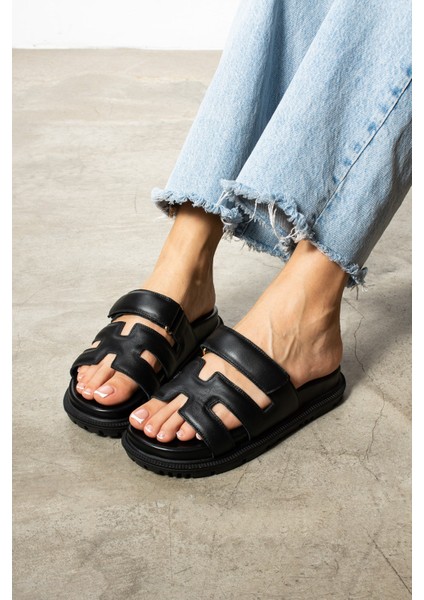 Diva Siyah Deri kadın Terlik fırsatları