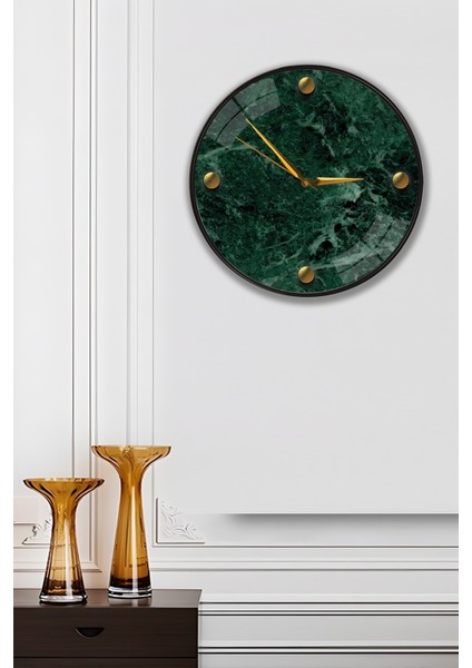 Yeşil Mermer Duvar Saati - 29 cm