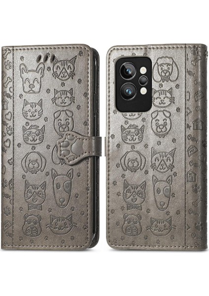 Realme Gt 2 Pro Flip Kapak Için Kılıf Darbeye Karikatür Hayvanlar Kısa Vaka (Yurt Dışından)