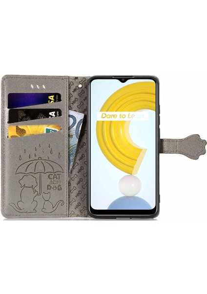 Realme C21 Için Kılıf Deri Kılıf Kapak Çevirin Darbeye Karikatür Hayvanlar (Yurt Dışından)