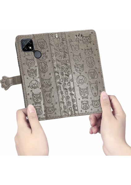 Realme C21 Için Kılıf Deri Kılıf Kapak Çevirin Darbeye Karikatür Hayvanlar (Yurt Dışından)