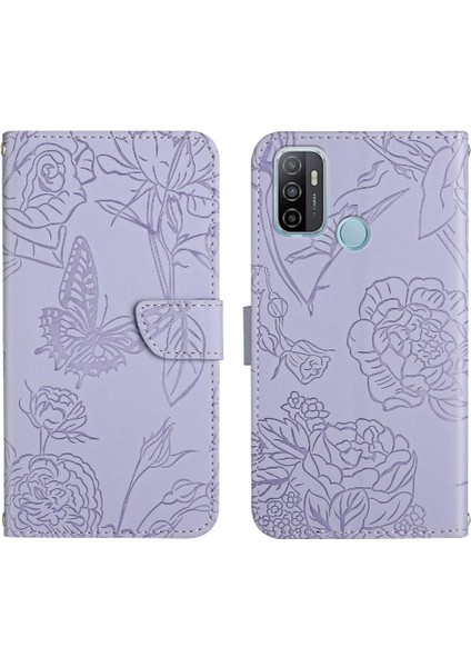 Oppo A53 4g Çiçekler ve Bilek Kayışı Darbeye Dayanıklı Kelebekler Için Kılıf (Yurt Dışından)