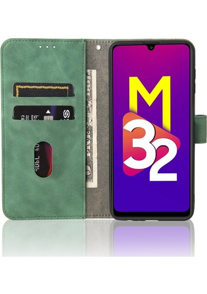 Samsung Galaxy M32 Deri Folio Flip Case Tam Koruma Kartı (Yurt Dışından)