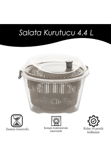 G-25 Gondol Vega Pratik Salata Kurutucu - Meyve Sebze Yeşillik Yıkama Kurutma Kabı Cappuccino