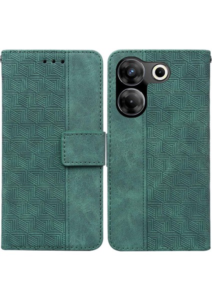 Tecno Camon 20 4g Kickstand Özelliği Için Kılıf Geometrik Kabartmalı Cüzdan Pu (Yurt Dışından)