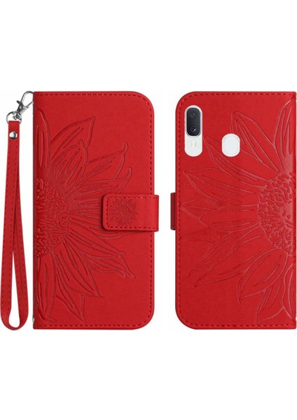 Samsung Galaxy A20E Lüks Pu Deri Kısa Kayış Kapak Cüzdan (Yurt Dışından)