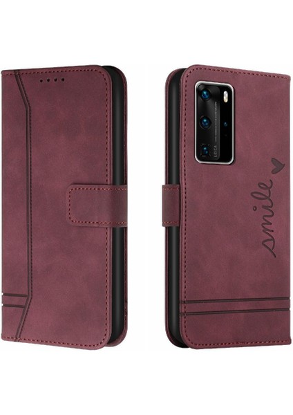 Huawei P40 Pro Manyetik Kapatma Kart Yuvaları Için Telefon Kılıfı Kapak Flip Folio (Yurt Dışından)