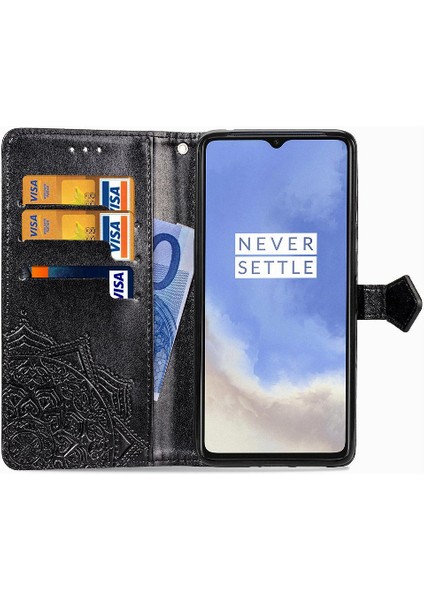 Oneplus 7t Için Kılıf Zarif Desen Kapak Kapak Darbeye Deri Kılıf (Yurt Dışından)