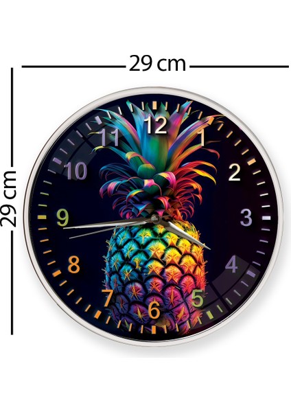 Renkli Ananası Duvar Saati - 29 cm