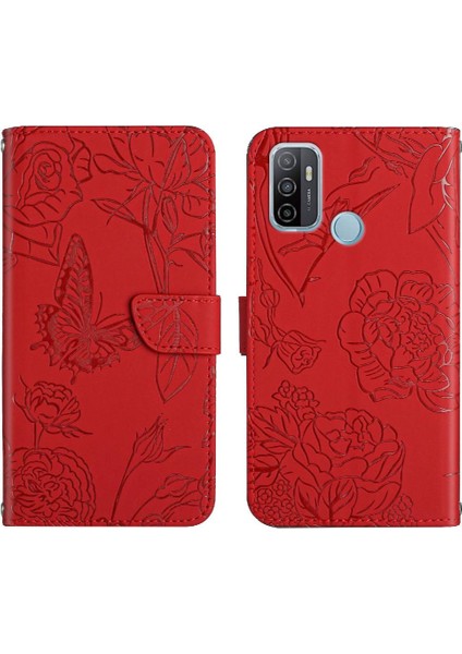 Oppo A53 4g Çiçekler ve Bilek Kayışı Darbeye Dayanıklı Kelebekler Için Kılıf (Yurt Dışından)