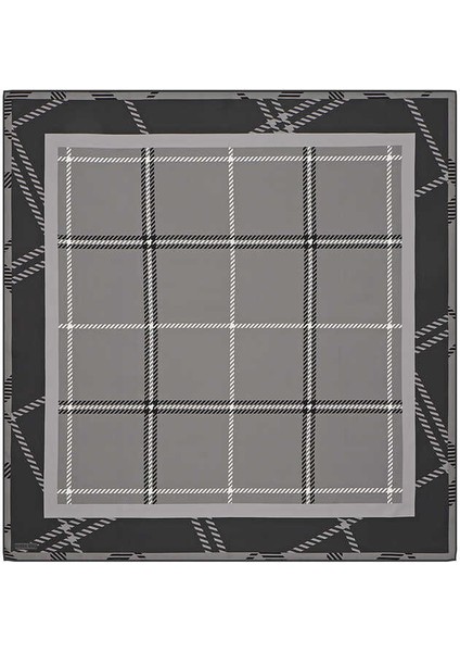 Füme Ekose Desen Twill Ipek Eşarp