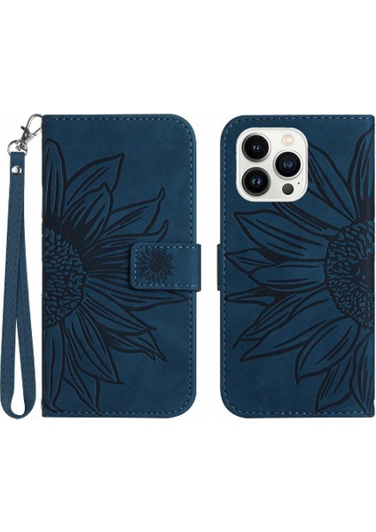 Iphone 13 Için Kılıf Pro Lüks Pu Deri Kısa Kayış Kart Yuvaları ile Flip (Yurt Dışından)