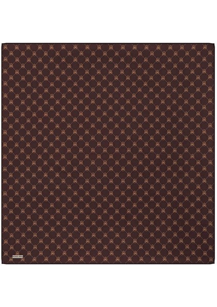 Kestane Kelebek Monogram Twill Ipek Eşarp