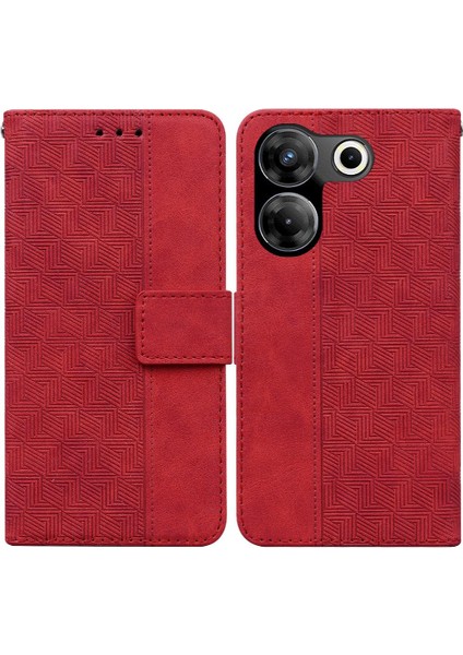 Tecno Camon 20 4g Kickstand Özelliği Için Kılıf Geometrik Kabartmalı Cüzdan Pu (Yurt Dışından)