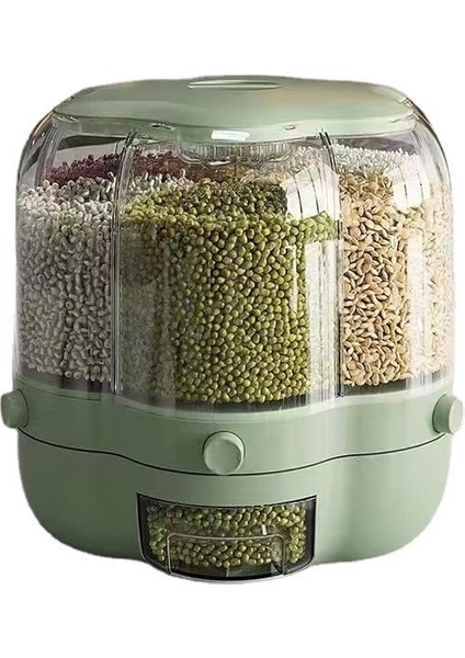 Love Home Döner Tahıl Depolama Kutusu - Koyu Yeşil (Yurt Dışından)