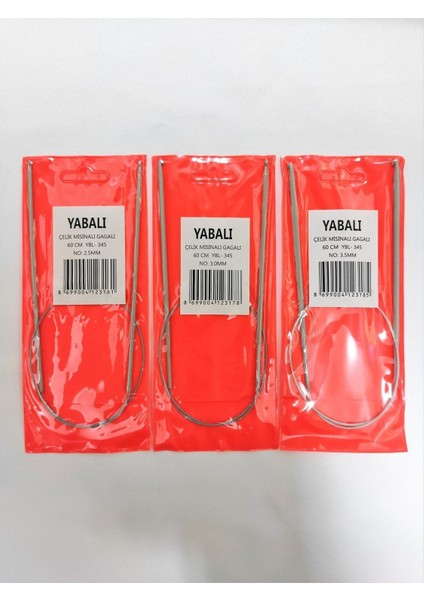 Yabalı Iki Ucu Gagalı Şiş 60 Cm 3lü Set 2,5-3-3,5 Numaralar Çelik Misinalı