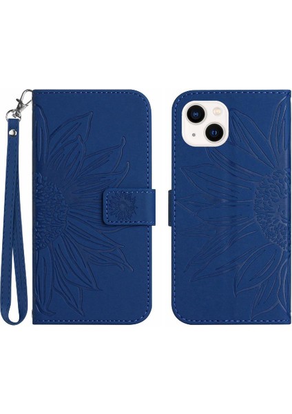Iphone 14 Artı Kabartmalı Ayçiçeği Lüks Pu Deri Kart ile (Yurt Dışından)