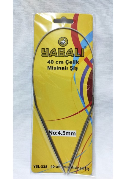 Yabalı Uçtan Uca 40 Cm Çelik Misinalı No:4,5 Titanyum Örgü Şişi