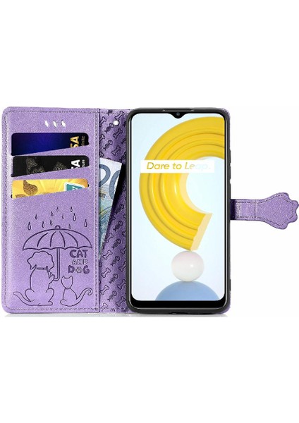 Realme C21 Için Kılıf Deri Kılıf Kapak Çevirin Darbeye Karikatür Hayvanlar (Yurt Dışından)