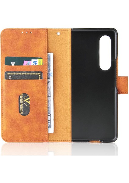 Kart Tutucu Kickstand Deri Folio ile Samsung Galaxy Z Case 3 Için Kılıf (Yurt Dışından)