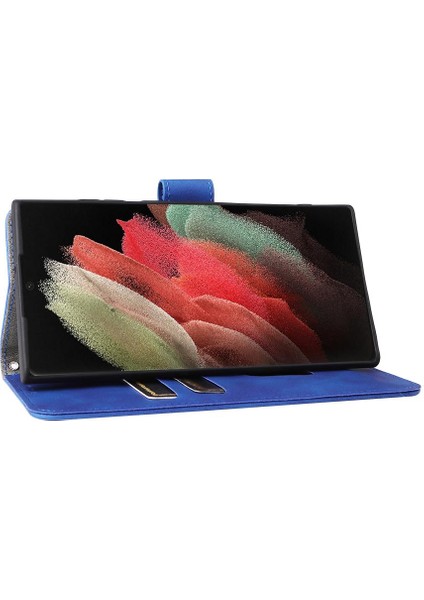 Kart Tutucu Kickstand Tam Kapak ile Samsung Galaxy S22 Ultra Için Kılıf (Yurt Dışından)
