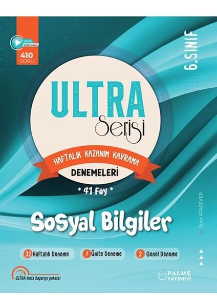 Palme Yayıncılık 6. Sınıf Ultra Sosyal Bilgiler Haftalık Kazanım Kavrama Denemeleri