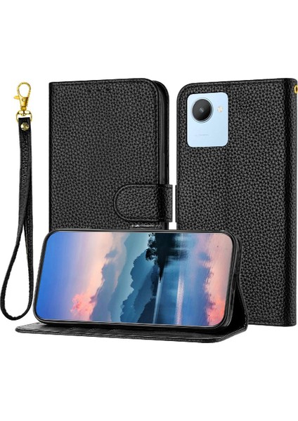 Realme C30 Cüzdan Pu Deri Için Telefon Kılıfı Kart Yuvaları Tutucu Flip Folio (Yurt Dışından)