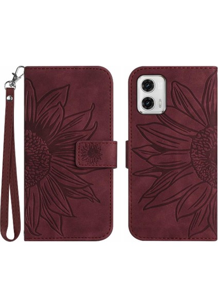 Motorola Moto G73 Kabartmalı Ayçiçeği Kart Yuvaları Tutucu Kısa (Yurt Dışından)