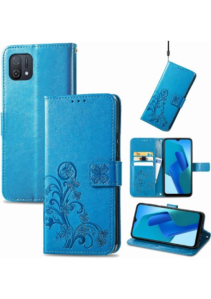 Oppo A16K Zarif Iş Flip Kapak Için Kılıf Kısa Kayış Dört Yaprak (Yurt Dışından)