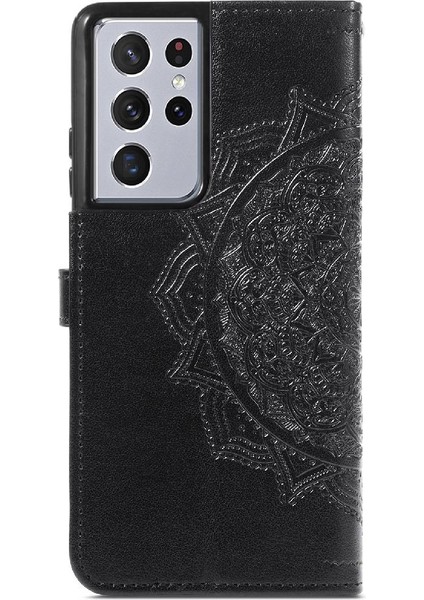Samsung S21 Ultra Flip Kapak Için Kılıf Zarif Desen Deri Kılıf (Yurt Dışından)