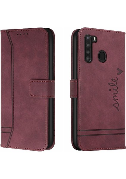 Samsung Galaxy A21 Flip Folio Cüzdan Kart Yuvaları Için Telefon Kılıfı Kapak Pu (Yurt Dışından)