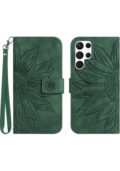 Kart Yuvaları Tutucu ile Samsung Galaxy S24 Ultra Için Kılıf Kabartmalı Flip Pu (Yurt Dışından)