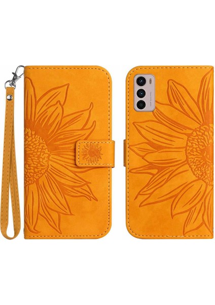 Motorola Moto G42 Kabartmalı Ayçiçeği Flip Cüzdan Telefon Kılıfı Pu (Yurt Dışından)