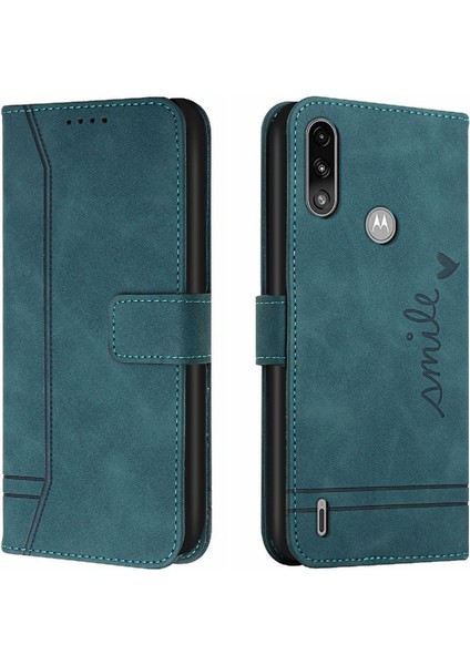 Motorola Moto E7 Güç Için Telefon Kılıfı Pu Deri El Kayışı Flip Folio (Yurt Dışından)