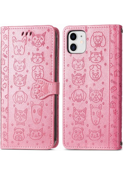 Iphone 11 Için Kılıf Kısa Kayış Deri Kılıf Kapak Çevirin Darbeye Karikatür (Yurt Dışından)