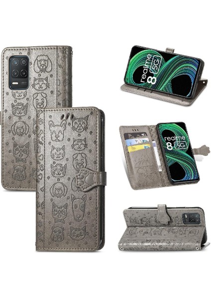 Realme 8 5g Karikatür Hayvanlar Için Kılıf Darbeye Kapak Kapak Kısa Kayış (Yurt Dışından)