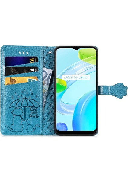 Realme C30 Deri Kılıf Darbeye Karikatür Hayvanlar Için Kılıf Kapak Çevirin (Yurt Dışından)