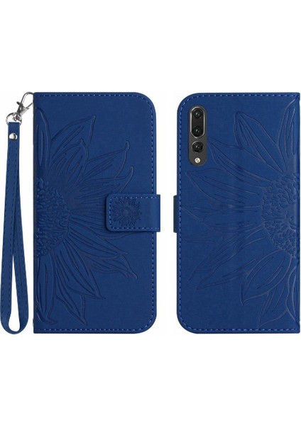 Kart Yuvaları ile Huawei P20 Pro Için Kılıf Tutucu Flip Cüzdan Telefon Kılıfı Pu (Yurt Dışından)