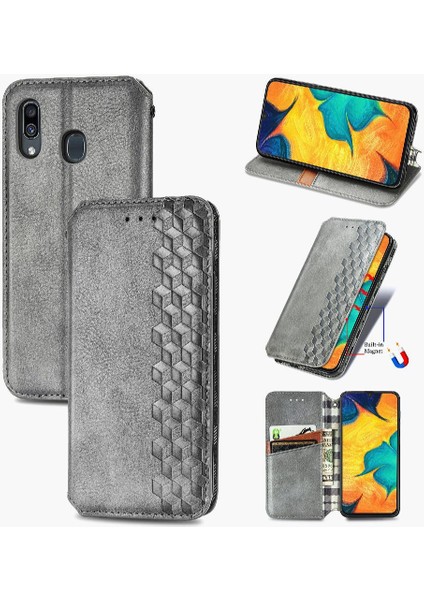 Samsung Galaxy A30 Cüzdan Fonksiyonu Için Kılıf Deri Kılıf Kapak Çevirin (Yurt Dışından)