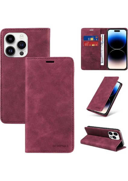 Iphone 15 Için Kılıf Pro Max Koruyucu Pu Deri Manyetik Folio Cüzdan (Yurt Dışından)