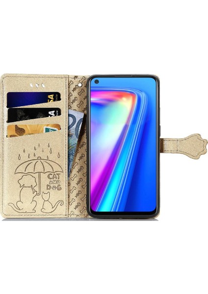 Oppo Realme 7 Pro Darbeye Karikatür Hayvanlar Deri Kılıf Için Kılıf Kısa (Yurt Dışından)