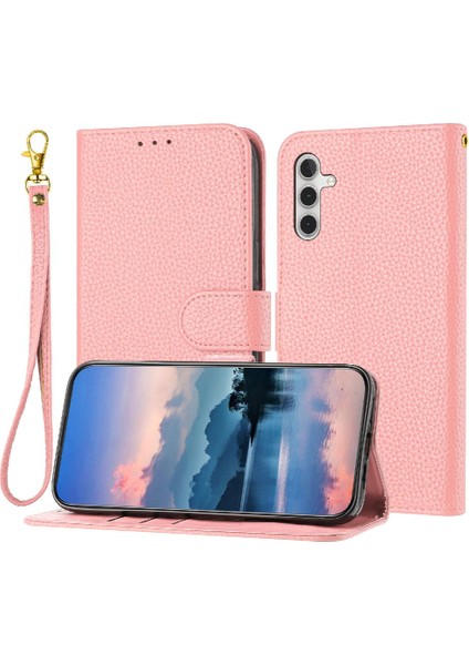 Samsung Galaxy S23 Fe Litchi Desen Cüzdan Kart Yuvaları Için Telefon Kılıfı Çevirin (Yurt Dışından)