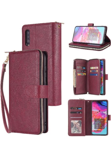 El Kayışı ile Samsung Galaxy A70 Için Kılıf Kapak Kapak Kart Tutucu Cüzdan (Yurt Dışından)