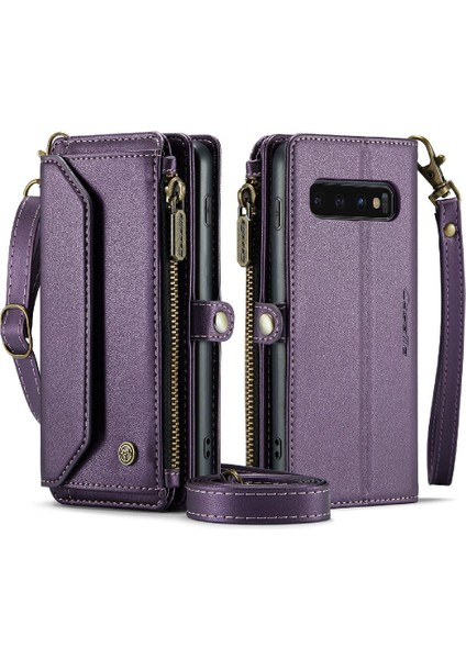 Samsung Galaxy S10 Kart Tutucu Fermuar Faturaları Yuvası Cüzdan Için Crossbody Durumda (Yurt Dışından)
